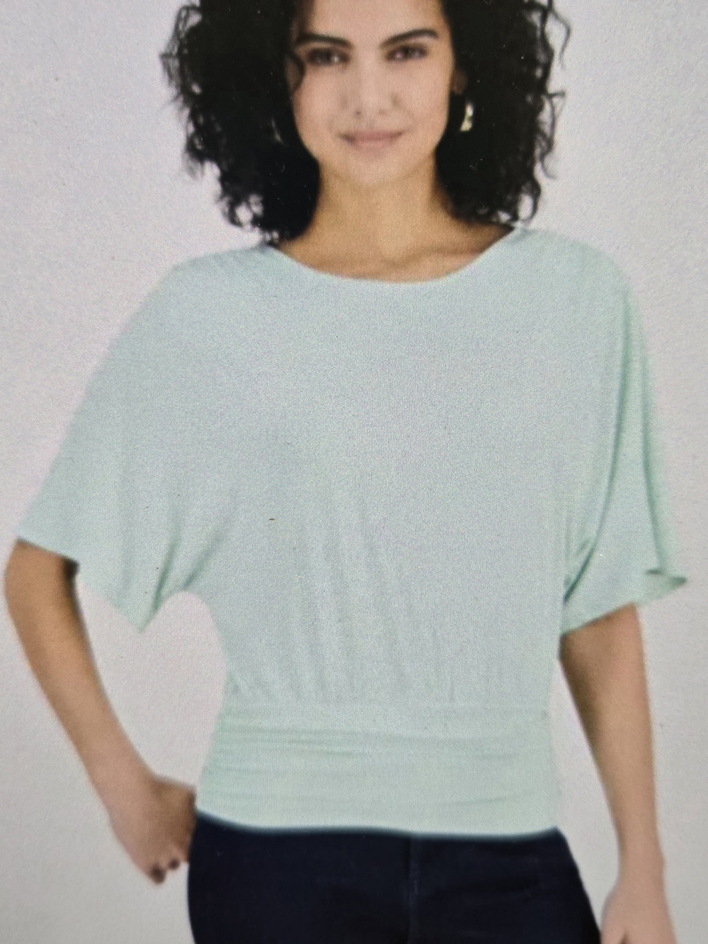 INC International Concepts Mint Batwing Short Sleeve Top